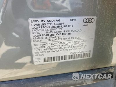 Zdjęcie 13 z 13 samochodu: 2019 AUDI SQ5 PREMIUM PLUS VIN:WA1B4AFY4K2101138 - miniatura