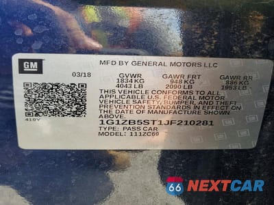 Zdjęcie 13 z 13 samochodu: 2018 CHEVROLET MALIBU LS VIN:1G1ZB5ST1JF210281 - miniatura