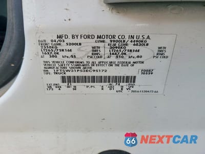 Zdjęcie 12 z 12 samochodu: 2003 FORD F350 SRW SUPER DUTY VIN:1FTSW31P53EC95172 - miniatura