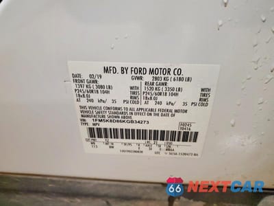 Zdjęcie 13 z 13 samochodu: 2019 FORD EXPLORER XLT VIN:1FM5K8D86KGB34273 - miniatura