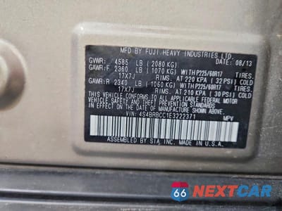Zdjęcie 13 z 13 samochodu: 2014 SUBARU OUTBACK 2.5I PREMIUM VIN:4S4BRBCC1E3222371 - miniatura