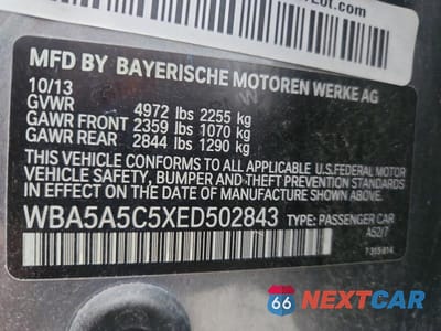 Zdjęcie 12 z 12 samochodu: 2014 BMW 528 I VIN:WBA5A5C5XED502843 - miniatura
