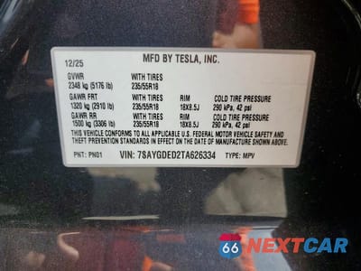 Zdjęcie 12 z 12 samochodu: 2026 TESLA MODEL Y VIN:7SAYGDED2TA626334 - miniatura