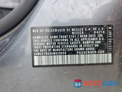 Zdjęcie 12 z 12 samochodu: 2019 VOLKSWAGEN JETTA S VIN:3VWC57BU6KM026039 - miniatura