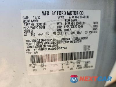 Zdjęcie 13 z 13 samochodu: 2013 FORD EXPLORER LIMITED VIN:1FM5K8F83DGB67747 - miniatura