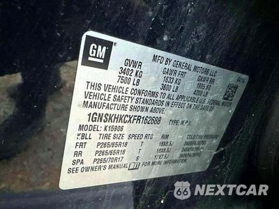Zdjęcie 10 z 10 samochodu: 2015 CHEVROLET SUBURBAN K1500 LS VIN:1GNSKHKCXFR162688 - miniatura