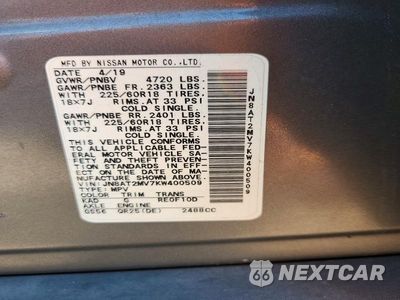 Zdjęcie 12 z 12 samochodu: 2019 NISSAN ROGUE SV VIN:JN8AT2MV7KW400509 - miniatura