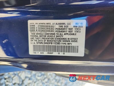 Zdjęcie 14 z 14 samochodu: 2015 HONDA ODYSSEY EXL VIN:5FNRL5H63FB112385 - miniatura