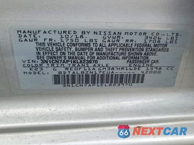 Zdjęcie 12 z 12 samochodu: 2019 NISSAN VERSA SV VIN:3N1CN7AP1KL823970 - miniatura