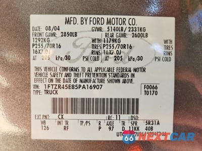 Zdjęcie 12 z 12 samochodu: 2005 FORD RANGER SUPER CAB VIN:1FTZR45E85PA16907 - miniatura