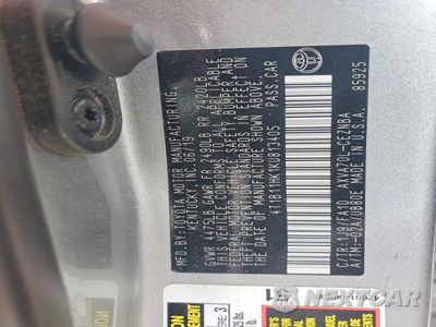 Zdjęcie 12 z 12 samochodu: 2019 TOYOTA CAMRY LE VIN:4T1B11HK1KU813405 - miniatura