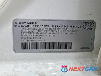 Zdjęcie 12 z 12 samochodu: 2013 AUDI A4 PREMIUM PLUS VIN:WAUFFAFL0DN006144 - miniatura