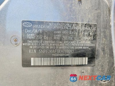 Zdjęcie 12 z 12 samochodu: 2019 HYUNDAI SONATA SE VIN:5NPE24AF3KH762092 - miniatura