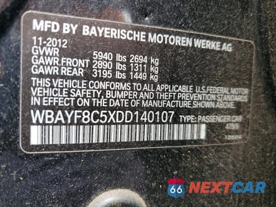 Zdjęcie 13 z 13 samochodu: 2013 BMW 750 LXI VIN:WBAYF8C5XDD140107 - miniatura