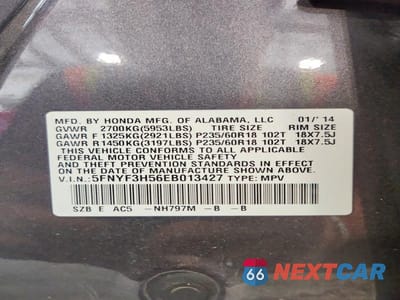 Zdjęcie 13 z 13 samochodu: 2014 HONDA PILOT EXL VIN:5FNYF3H56EB013427 - miniatura