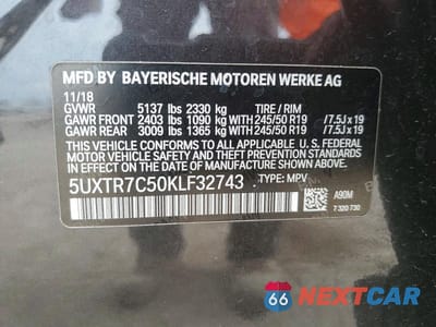 Zdjęcie 14 z 14 samochodu: 2019 BMW X3 SDRIVE30I VIN:5UXTR7C50KLF32743 - miniatura