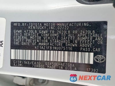 Zdjęcie 12 z 12 samochodu: 2022 TOYOTA AVALON XLE VIN:4T1AZ1FB1NU075116 - miniatura