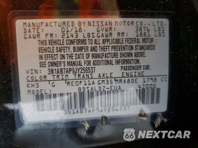 Zdjęcie 12 z 12 samochodu: 2018 NISSAN SENTRA SV VIN:3N1AB7AP9JY256537 - miniatura