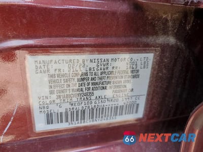 Zdjęcie 12 z 12 samochodu: 2022 NISSAN SENTRA SV VIN:3N1AB8CV8NY248355 - miniatura