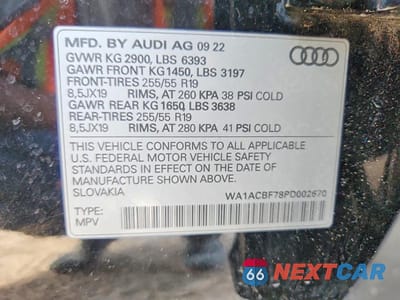 Zdjęcie 13 z 13 samochodu: 2023 AUDI Q7 PREMIUM VIN:WA1ACBF78PD002670 - miniatura