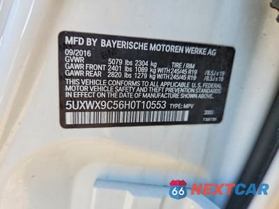 Zdjęcie 12 z 12 samochodu: 2017 BMW X3 XDRIVE28I VIN:5UXWX9C56H0T10553 - miniatura