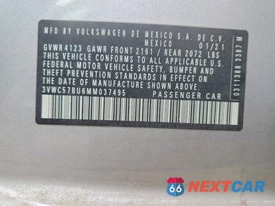 Zdjęcie 13 z 13 samochodu: 2021 VOLKSWAGEN JETTA S VIN:3VWC57BU6MM037495 - miniatura