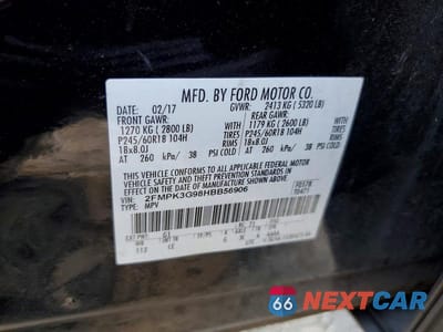 Zdjęcie 13 z 13 samochodu: 2017 FORD EDGE SE VIN:2FMPK3G98HBB56906 - miniatura