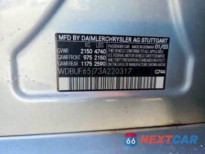 Zdjęcie 12 z 12 samochodu: 2003 MERCEDES-BENZ E 320 VIN:WDBUF65J73A220317 - miniatura