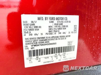 Zdjęcie 13 z 13 samochodu: 2017 FORD EXPLORER XLT VIN:1FM5K7D83HGD86565 - miniatura