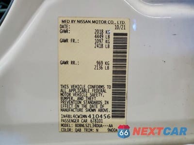 Zdjęcie 12 z 12 samochodu: 2021 NISSAN ALTIMA SR VIN:1N4BL4CW1MN410456 - miniatura