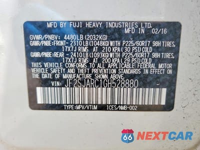 Zdjęcie 13 z 13 samochodu: 2016 SUBARU FORESTER 2.5I LIMITED VIN:JF2SJARC1GH528880 - miniatura