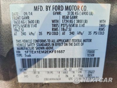Zdjęcie 12 z 12 samochodu: 2014 FORD F-150 VIN:1FTEX1EM2EKF51657 - miniatura