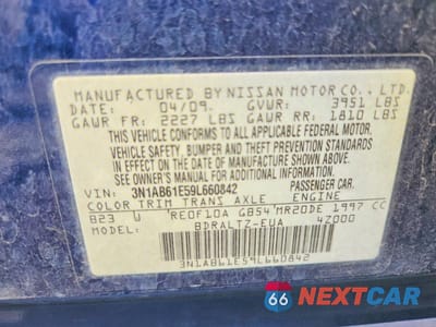 Zdjęcie 13 z 13 samochodu: 2009 NISSAN SENTRA 2.0 VIN:3N1AB61E59L660842 - miniatura