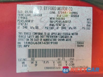 Zdjęcie 13 z 13 samochodu: 2004 FORD EXPLORER XLT VIN:1FMDU63K14ZB19100 - miniatura