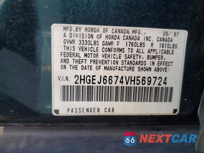 Zdjęcie 12 z 12 samochodu: 1997 HONDA CIVIC LX VIN:2HGEJ6674VH569724 - miniatura