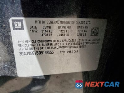 Zdjęcie 12 z 12 samochodu: 2013 BUICK REGAL GS VIN:2G4GV5GV5D9163555 - miniatura