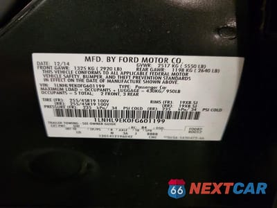 Zdjęcie 13 z 13 samochodu: 2015 LINCOLN MKS VIN:1LNHL9EK0FG601199 - miniatura