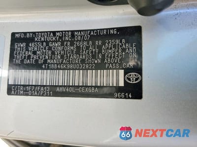 Zdjęcie 13 z 13 samochodu: 2008 TOYOTA CAMRY HYBRID VIN:4T1BB46K98U032822 - miniatura