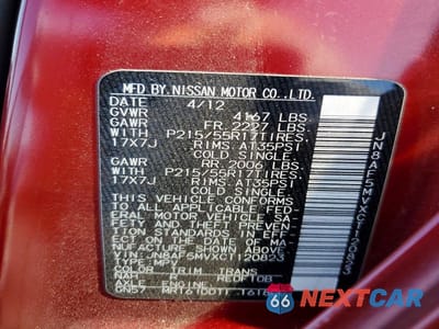 Zdjęcie 12 z 12 samochodu: 2012 NISSAN JUKE S VIN:JN8AF5MVXCT120823 - miniatura