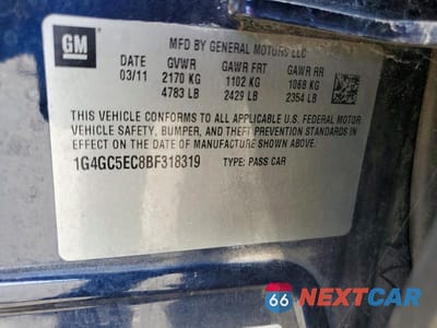 Zdjęcie 12 z 12 samochodu: 2011 BUICK LACROSSE CXL VIN:1G4GC5EC8BF318319 - miniatura