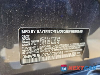 Zdjęcie 12 z 12 samochodu: 2022 BMW M340XI VIN:3MW5U9J07N8C62864 - miniatura