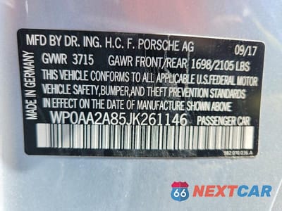 Zdjęcie 13 z 13 samochodu: 2018 PORSCHE CAYMAN VIN:WP0AA2A85JK261146 - miniatura