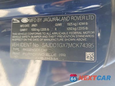 Zdjęcie 13 z 13 samochodu: 2021 JAGUAR F-TYPE VIN:SAJDD1GX7MCK74395 - miniatura
