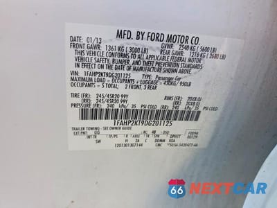 Zdjęcie 13 z 13 samochodu: 2013 FORD TAURUS SHO VIN:1FAHP2KT9DG201125 - miniatura
