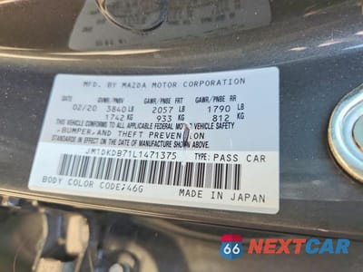 Zdjęcie 12 z 12 samochodu: 2020 MAZDA CX-3 SPORT VIN:JM1DKDB71L1471375 - miniatura