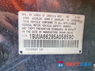 Zdjęcie 12 z 12 samochodu: 2005 ACURA TL VIN:19UUA66295A058590 - miniatura
