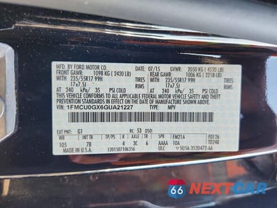 Zdjęcie 13 z 13 samochodu: 2016 FORD ESCAPE SE VIN:1FMCU0GX6GUA21227 - miniatura
