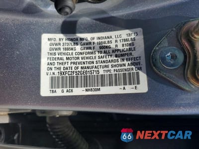Zdjęcie 12 z 12 samochodu: 2016 HONDA CIVIC LX VIN:19XFC2F52GE015715 - miniatura
