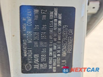 Zdjęcie 12 z 12 samochodu: 2009 HYUNDAI ACCENT GLS VIN:KMHCN46C79U283179 - miniatura