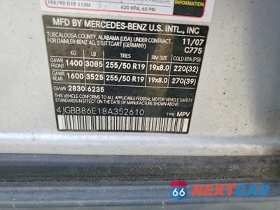Zdjęcie 13 z 13 samochodu: 2008 MERCEDES-BENZ ML 350 VIN:4JGBB86E18A352610 - miniatura